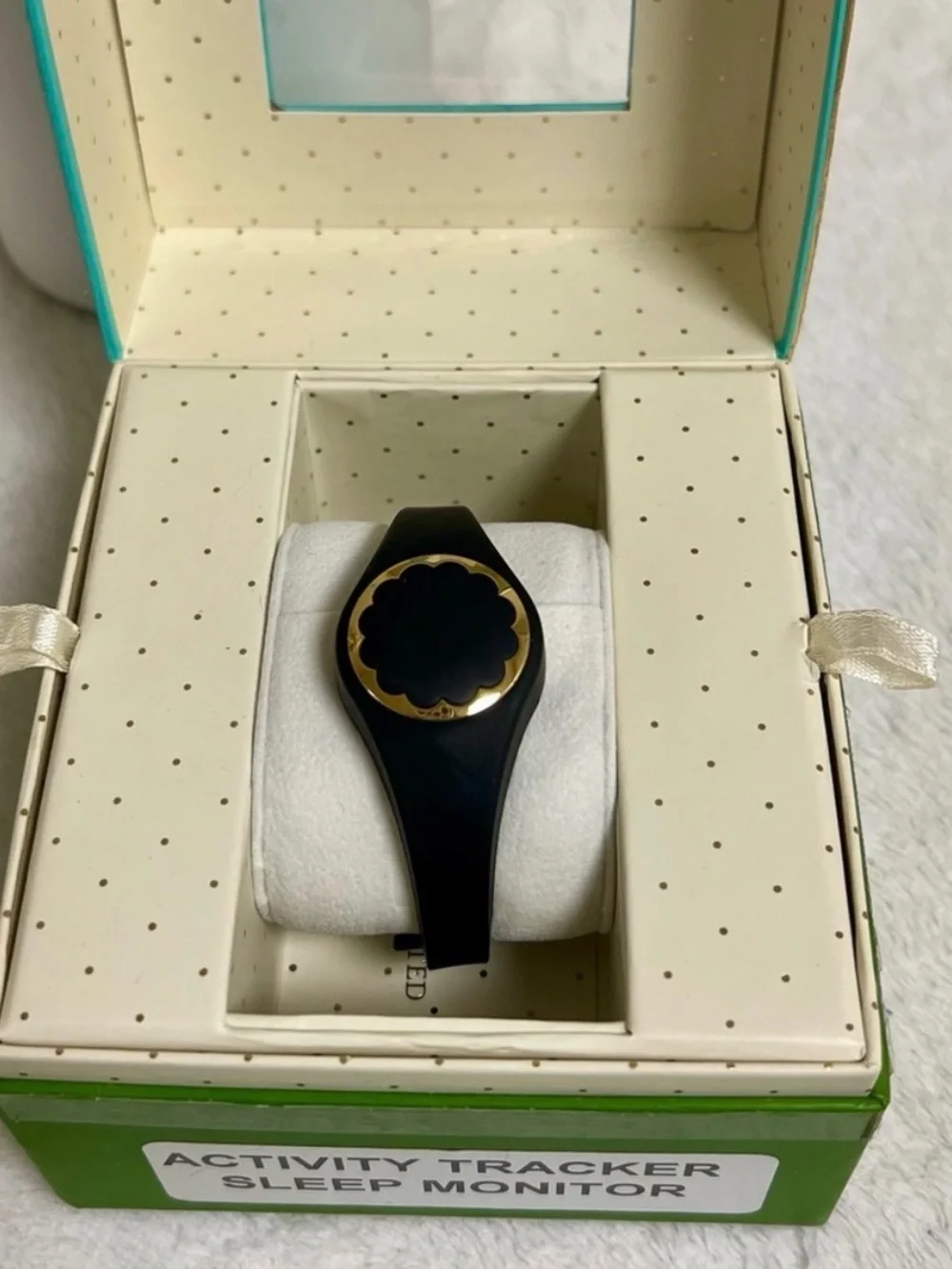 kate spade Black Silicone Watch with Gold Floral Bezel